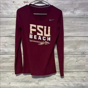 Nike Red Cream Fitted Long Sleeve Tee